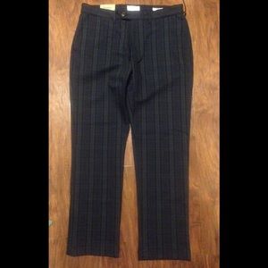 NWT Dark Green and Navy Plaid Slim Trousers